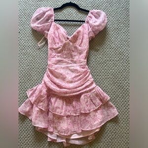Saints and secrets pink flower mini dress